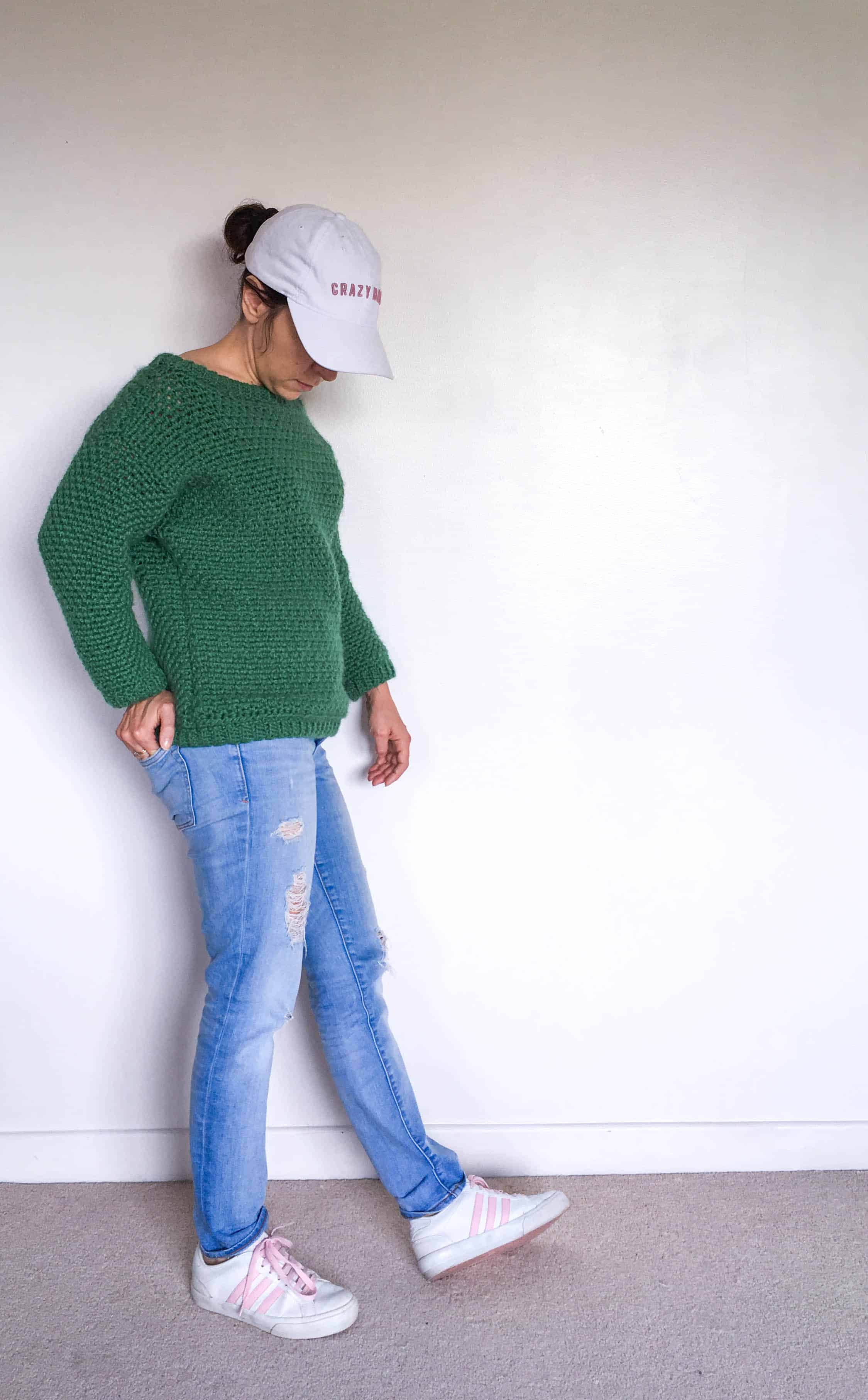 off-the-shoulder retro Crochet Sweater Pattern inspired by stranger things