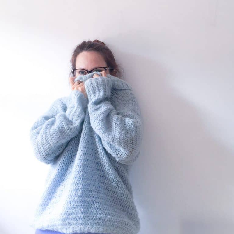 Free crochet sweater pattern: Cloud Cover Roll-Neck