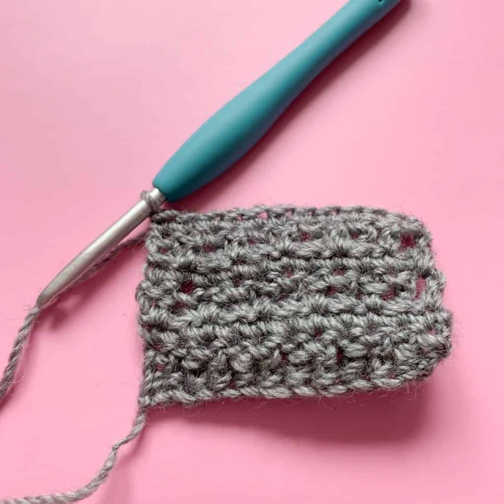 Back of the alpine crochet stitch swatch