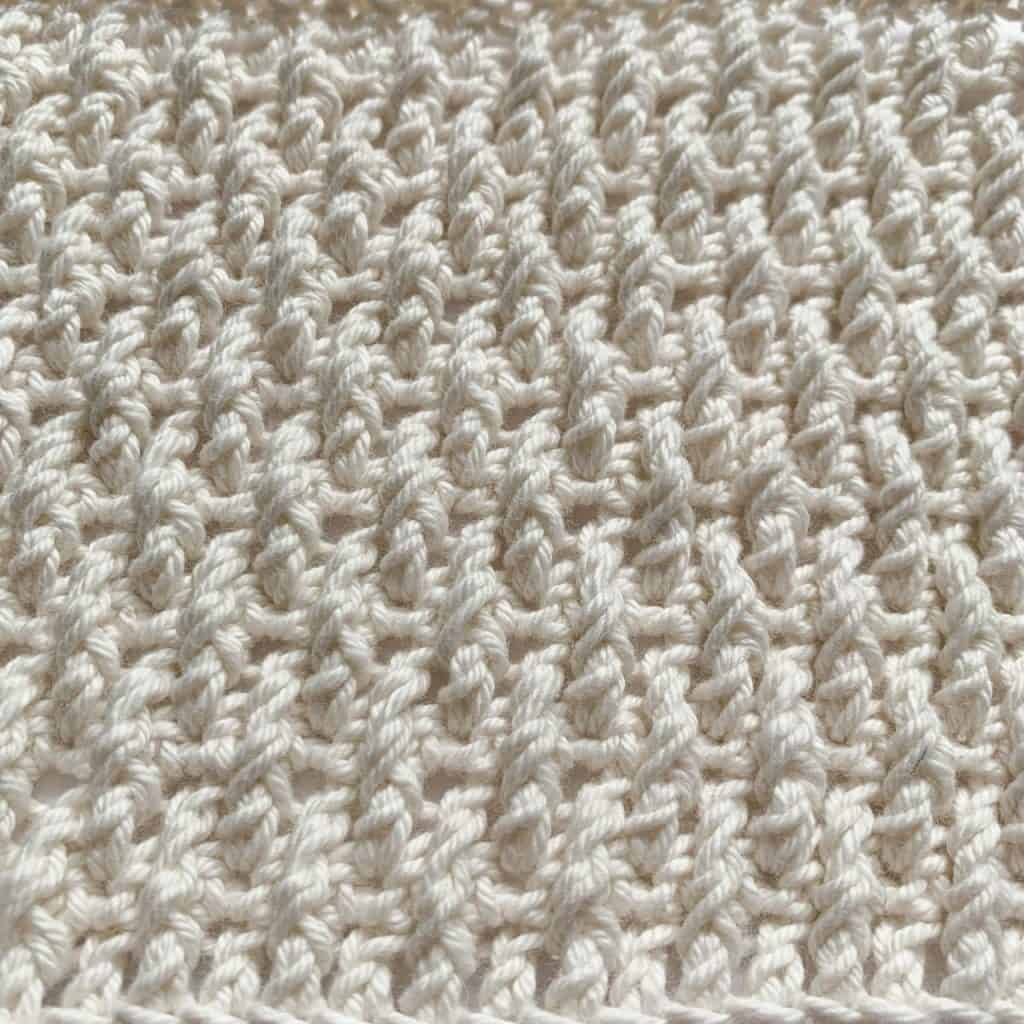 White cotton crochet alpine stitch swatch