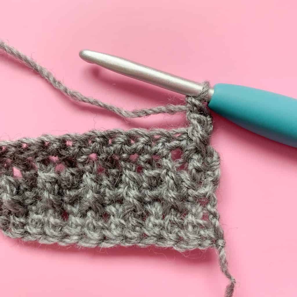 Progress step in the alpine crochet stitch tutorial