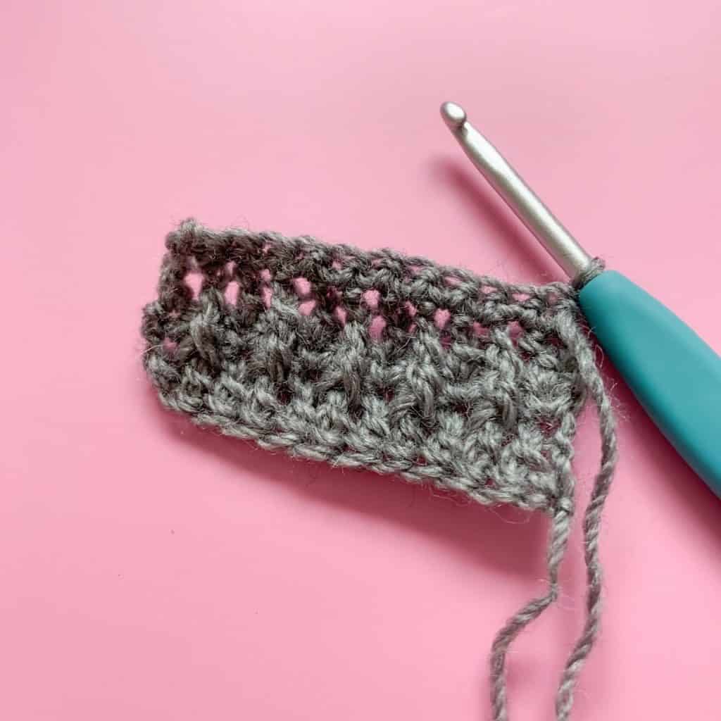 Progress step in the alpine crochet stitch tutorial