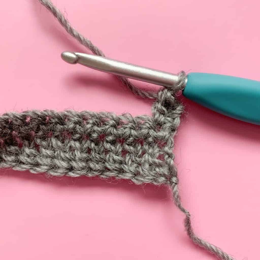 Progress step in the alpine crochet stitch tutorial