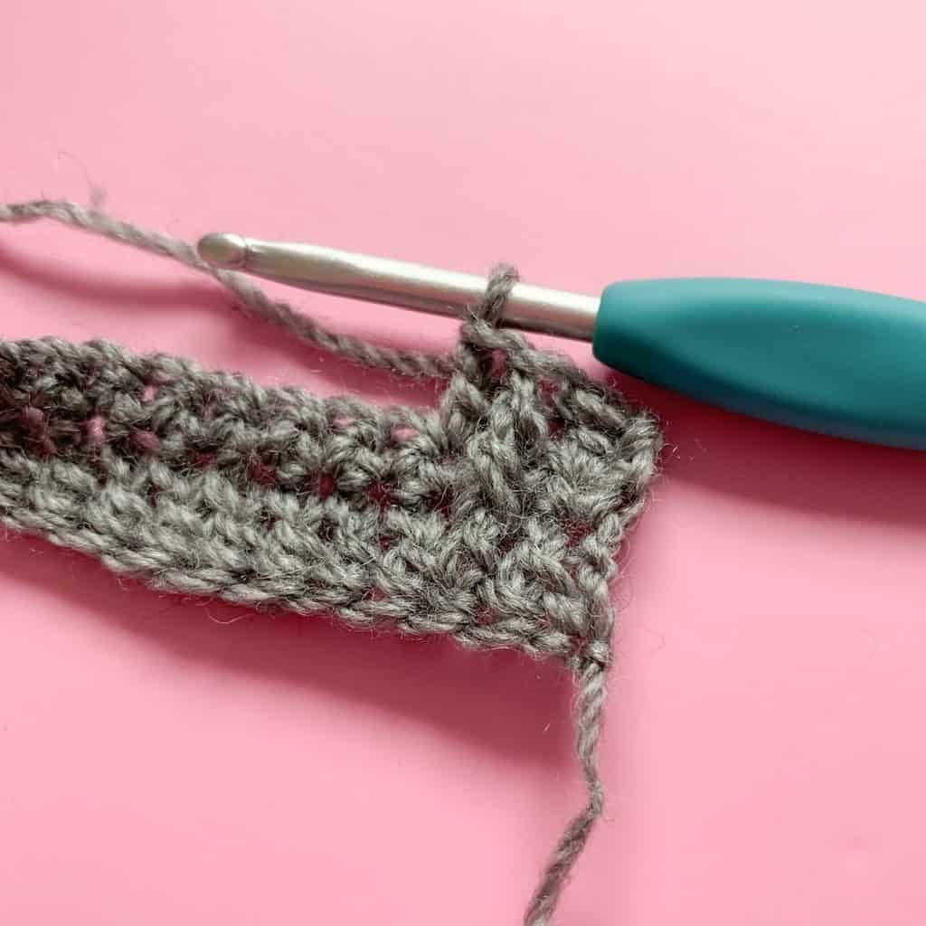 Progress step in the alpine crochet stitch tutorial