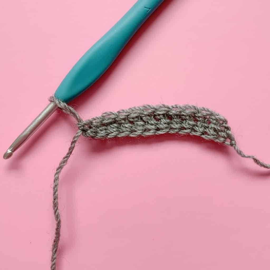 Progress step in the alpine crochet stitch tutorial