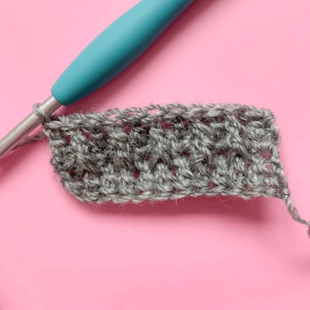 Progress step in the alpine crochet stitch tutorial