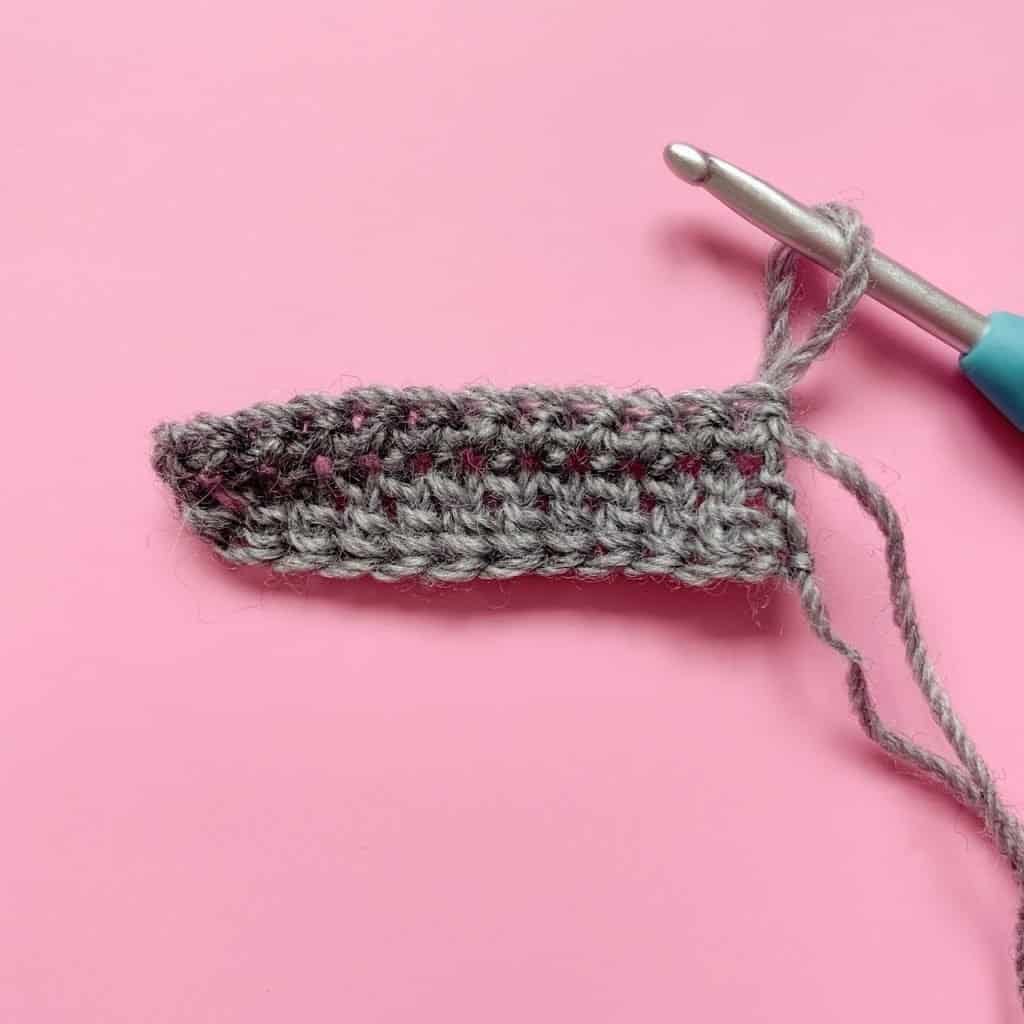 Progress step in the alpine crochet stitch tutorial