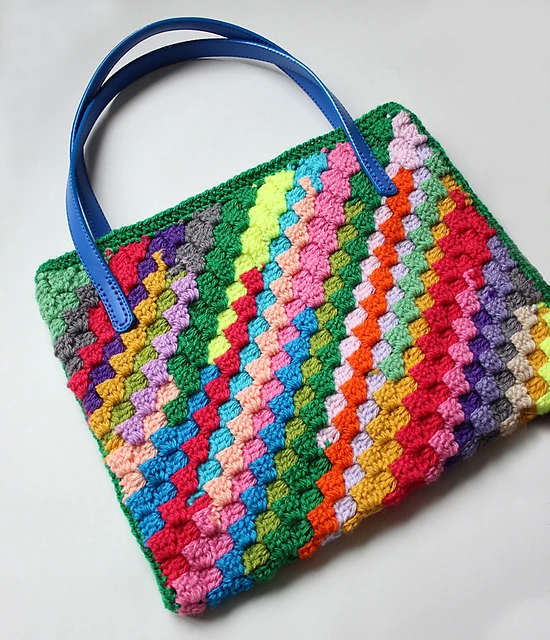 colourful corner to corner crochet bag.