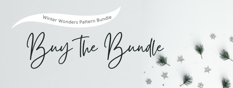 Winter wonders pattern bundle graphic with 'Buy the bundle' button.