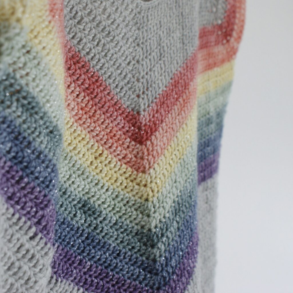 Rainbow Macrame Canvas Project Bag, Boho Style Duck Canvas Bag, Knit & Crochet Drawstring Knitting Crocheting WIP